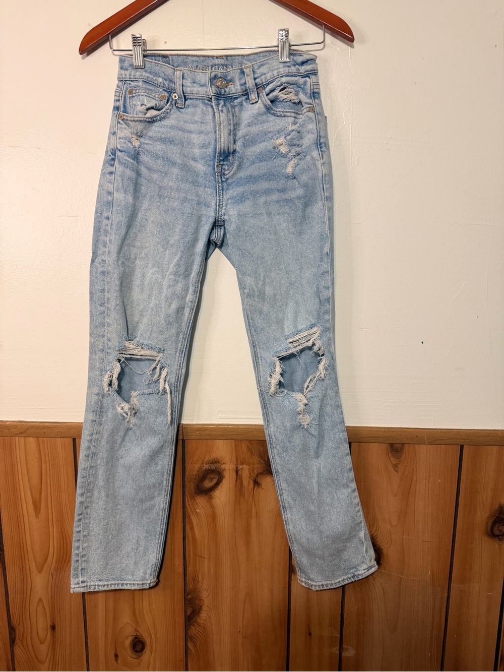 American Eagle Light Blue Drawstring Denim Joggers